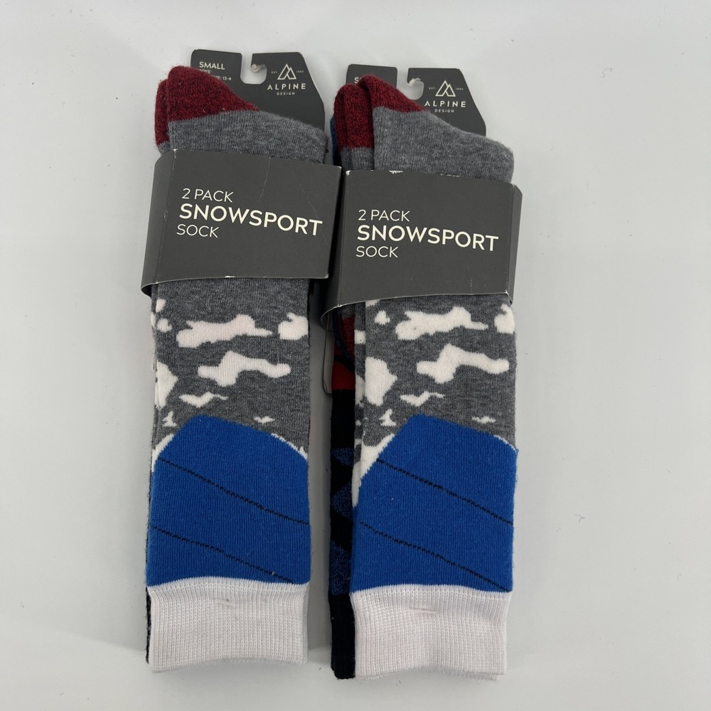 Alpine Design Youth Size Small Boys 13-4 Snowsport Ski Socks - 4 Pairs - New